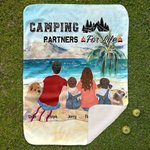 Personalized Camping Partners For Life Names Blanket Skin Friendly Birthday Gift for Couple Family Camp Accessory
