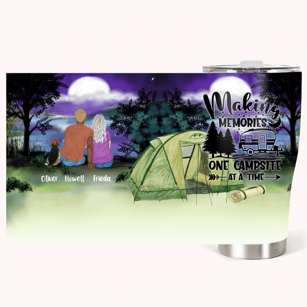 Personalizzato Making Memories One Campsite At A Time Bicchiere curvo da 30 oz con cane Regalo di Natale per la famiglia