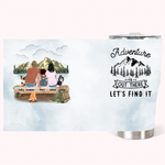 Henkilökohtainen seikkailu on siellä ulkona Camping lainausmerkit kaareva Tumbler vuosipäivä syntymäpäivä lahja perheelle