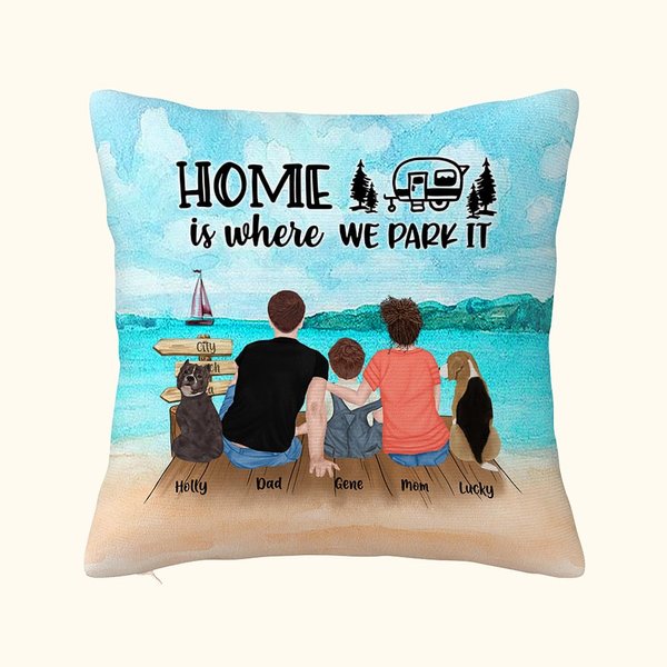 Personalizzato mare La casa è dove la parcheggiamo Famiglia cuscino copertina Natale compleanno regalo