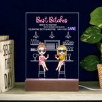 Personalized Best Bitches LED Night Light with Wood Base Birthday Christmas Gift for Besties Sisters Desk Decorations