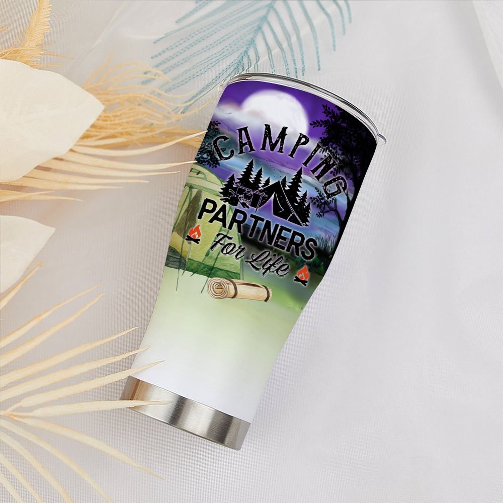 Vaso curvo personalizado Camping Partners for Life Regalo de aniversario de Navidad para la familia 4