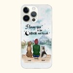 Funda personalizada I Love You To The Moon And Back Mountain and River Regalo de cumpleaños para los amantes de los perros