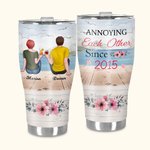 Personalizzato Annoying Each Other Since 2019 Coppia seduta in riva al lago Bicchiere curvo con cannuccia Anniversario Regalo di San Valentino per cop