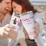 Personalized Together Since 2020 Couple Sitting on Love Chair Curved Tumbler with Straw Anniversary Valentine's Day Gift for Couple