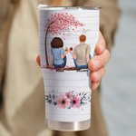 Personalized I Met You I Like You I Love You Couple Sitting Under Love Tree Curved Tumbler with Straw Anniversary Valentine's Day Gift for Couple