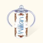 Personalisierte Hochland Kuh Blume Lebensmittelqualität Edelstahl 12oz Sippy Cup Kleinkind Getränk Tasse Tumbler Weihnachten Geburtstag Geschenk für K