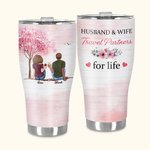 Personalised Husband and Wife Travel Partners for Life Pink Tree 30oz Curved Tumbler with Straw Anniversary Valentine's Day Gift for Couple