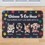 Personlig Velkommen til mitt hus Menneskene bor bare her med meg Dørmatte Gave til hundeelskere Katteelskere Home Essentials