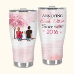 Personalized Annoying Each Other Since 2019 Couple Sitting Under Cherry Tree Curved Tumbler with Straw Anniversary Valentine's Day Gift for Couple