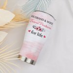 Personalised Husband and Wife Travel Partners for Life Pink Tree 30oz Curved Tumbler with Straw Anniversary Valentine's Day Gift for Couple