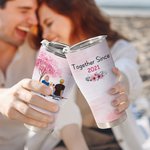 Personalizzato Insieme dal 2020 Coppia seduta sotto un ciliegio Bicchiere curvo con cannuccia Anniversario Regalo di San Valentino per la coppia 2