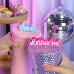 Personalized 3D Printed Name Straw Topper Pink Style Straw Decoration Fits for Stanley Tumbler Set of 2 Party Favors for Doll Fashion Lovers
