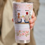 Personalised Husband and Wife Travel Partners for Life Flower Swing 30oz Curved Tumbler with Straw Anniversary Valentine's Day Gift for Couple
