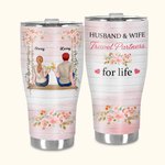 Personalised Husband and Wife Travel Partners for Life Flower Swing 30oz Curved Tumbler with Straw Anniversary Valentine's Day Gift for Couple