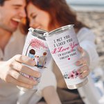 Personalized I Met You I Like You I Love You Couple Sitting Under Love Tree Curved Tumbler with Straw Anniversary Valentine's Day Gift for Couple