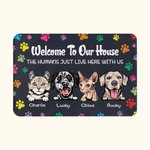 Personlig Velkommen til mitt hus Menneskene bor bare her med meg Dørmatte Gave til hundeelskere Katteelskere Home Essentials