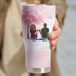 Personalised Husband and Wife Travel Partners for Life Pink Tree 30oz Curved Tumbler with Straw Anniversary Valentine's Day Gift for Couple