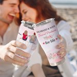 Personalised Husband and Wife Travel Partners for Life Love Names Curved Tumbler with Straw Anniversary Valentine's Day Gift for Couple