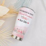 Personalised Husband and Wife Travel Partners for Life Love Names Curved Tumbler with Straw Anniversary Valentine's Day Gift for Couple