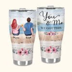 Personalizzato You and Me We Got This Coppia seduta in riva al lago Bicchiere curvo con cannuccia Anniversario Regalo di San Valentino per coppia