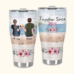 Personalizzato Insieme dal 2020 Coppia seduta in riva al lago Bicchiere curvo con cannuccia Anniversario Regalo di San Valentino per la coppia