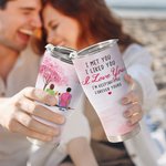 Personalized I Met You I Like You I Love You Couple Sitting Under Cherry Tree Curved Tumbler with Straw Anniversary Valentine's Day Gift for Couple
