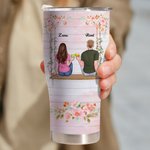 Personalized Together Since 2020 Couple Sitting on Floral Swing Curved Tumbler with Straw Anniversary Valentine's Day Gift for Couple