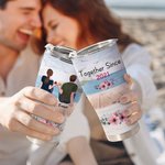 Personalizzato Insieme dal 2020 Coppia seduta in riva al lago Bicchiere curvo con cannuccia Anniversario Regalo di San Valentino per la coppia