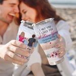 Personalizzato I Met You I Like You I Love You Coppia seduta in riva al lago Bicchiere curvo con cannuccia Anniversario Regalo di San Valentino per co