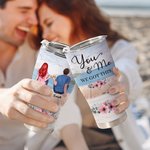 Personalizzato You and Me We Got This Coppia seduta in riva al lago Bicchiere curvo con cannuccia Anniversario Regalo di San Valentino per coppia