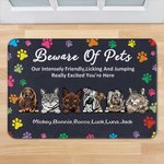 Personlig Beware of Pets Verkligen upphetsad du är här Dörrmatta Present för hundälskare Kattälskare Home Essentials