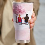 Personalized Annoying Each Other Since 2019 Couple Sitting Under Cherry Tree Curved Tumbler with Straw Anniversary Valentine's Day Gift for Couple