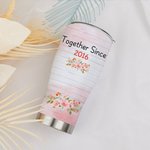 Personalized Together Since 2020 Couple Sitting on Floral Swing Curved Tumbler with Straw Anniversary Valentine's Day Gift for Couple