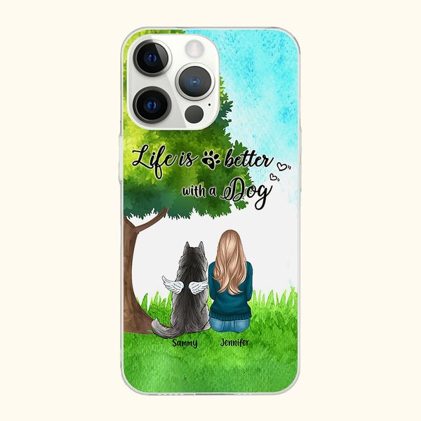 Coque de téléphone personnalisée Life Is Better With Dogs Green Grass Birthday Christmas Gift for Dog Lovers (La vie est plus belle avec les chiens)