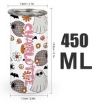 Gobelet 450ml Personnalisé avec Nom Style Fantômes Mignons Gobelet avec Couvercle Étanche Cadeau Halloween pour Enfant