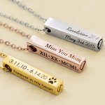 Personalizado grabado Bar Urna Cenizas Memorial Collar con Texto Cremación Joyería Keepsake Regalo para Mujeres Pérdida de Mascotas