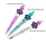Personalised Paw Print Beaded Ballpoint Pen with Name Birthday Anniversary Gift for Pet Lover