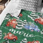 Couverture de Noël en Flanelle Douce Personnalisée avec Nom Père Noël Cadeau Anniversaire Thanksgiving pour Bébé Enfants Famille