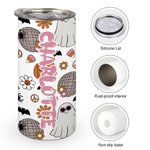 Gobelet 450ml Personnalisé avec Nom Style Fantômes Mignons Gobelet avec Couvercle Étanche Cadeau Halloween pour Enfant