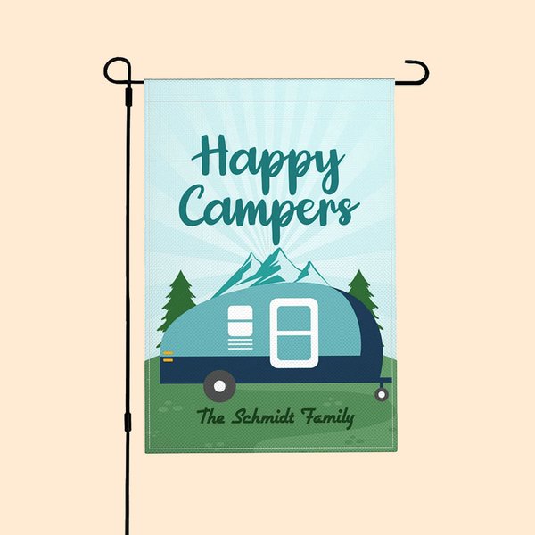 Personalized Happy Campers Outdoor Garden Flag Welcome Flag Campsite Garden Decor Gift for Camping Family Couple