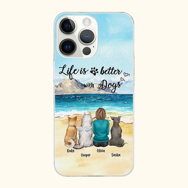Personalisierte Leben ist besser mit Hunden Sea Mountain Telefon Fall Weihnachten Geburtstag Geschenk für Hundeliebhaber
