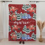 Couverture de Noël en Flanelle Douce Personnalisée avec Nom Père Noël Cadeau Anniversaire Thanksgiving pour Bébé Enfants Famille