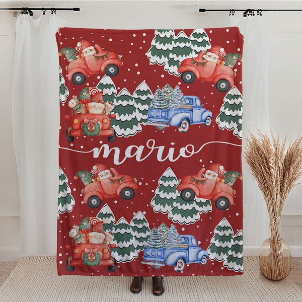 Personalisierte Weihnachtsmann gemütliche weiche Fleece Sherpa Decke mit Namen Weihnachtsgeschenk für Baby Kinder