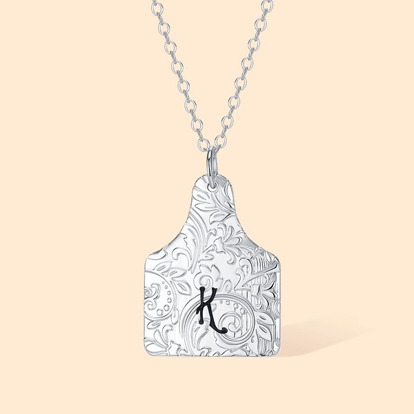 Personalizzato Cow Cattle Tag Collana iniziale Logo Collana ciondolo Cowgirl Cowboy Gioielli Regalo di compleanno per l'amante della mucca