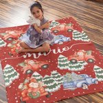 Couverture de Noël en Flanelle Douce Personnalisée avec Nom Père Noël Cadeau Anniversaire Thanksgiving pour Bébé Enfants Famille