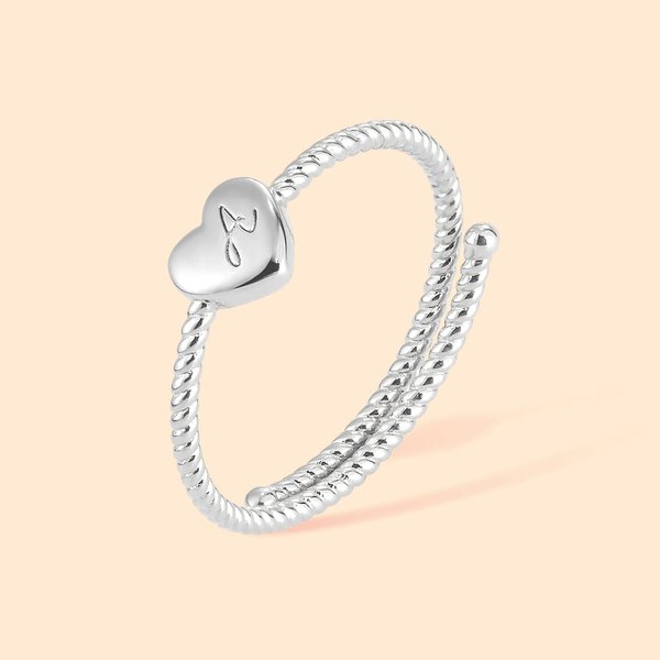 Anillo Personalizado Ajustable Corazón Inicial Apilable Anillo Trenzado Joyería Minimalista Día de la Madre San Valentín Boda Aniversario Regalo