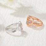 Bague Personnalisée avec Patte Nom Gravé Pierre de Naissance Cadeau pour Amoureux des Animaux de Compagnie