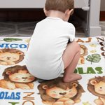 Coperta morbida personalizzata con nome di un leone, regalo di compleanno per bambini, per bambini