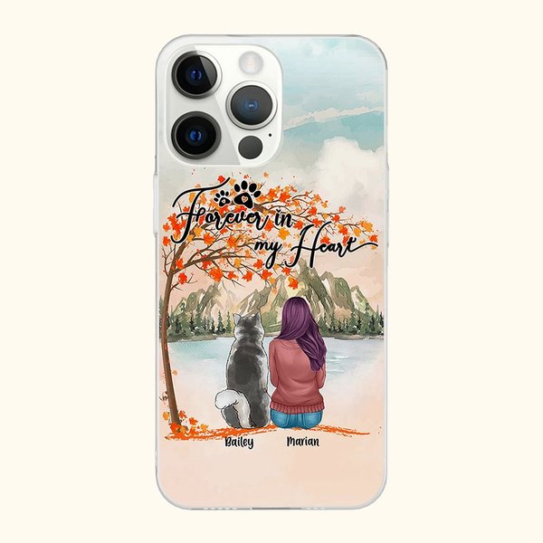 Funda de teléfono personalizada You Forever In My Heart Red Maple Leaf Regalo de cumpleaños para los amantes de los perros